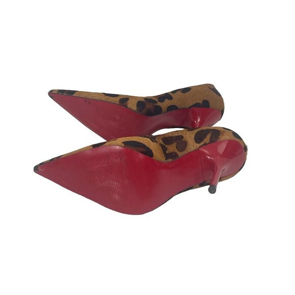 Carlos Santana Leopard Print Pointed Toe Stiletto Heels Size 5.5 Carlos Faux Fur - Picture 5 of 5